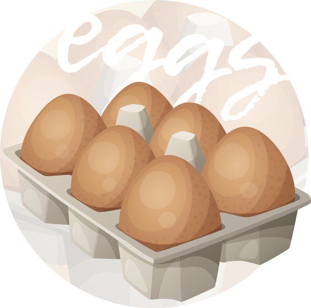 鸡蛋在纸箱卡通图标图片下载