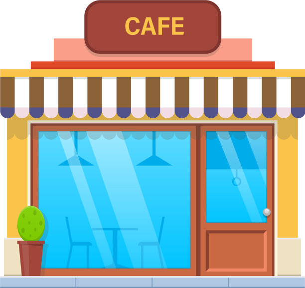 概念现代城市咖啡馆建筑立面城市图片下载