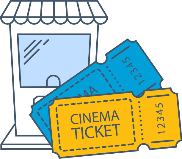 电影院门票在电影院大厅图标概念图片下载