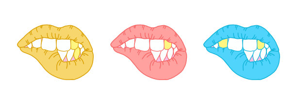 明亮的颜色性感的嘴唇和牙齿图片下载