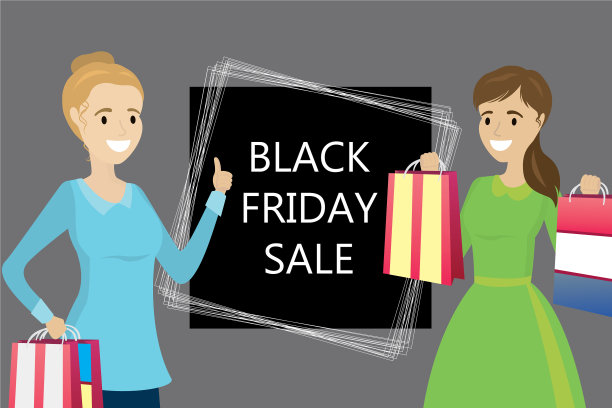 时尚白人女性与购物袋黑色图片下载