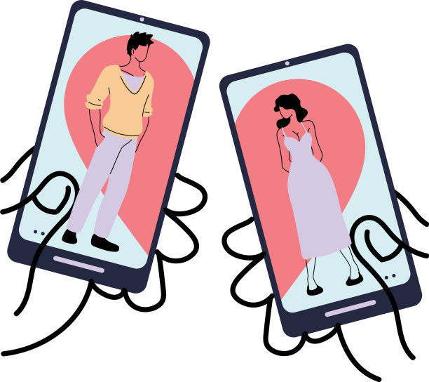 智能手机与情侣虚拟关系图片下载