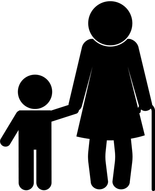 祖母和孙子头像剪影风格图片下载