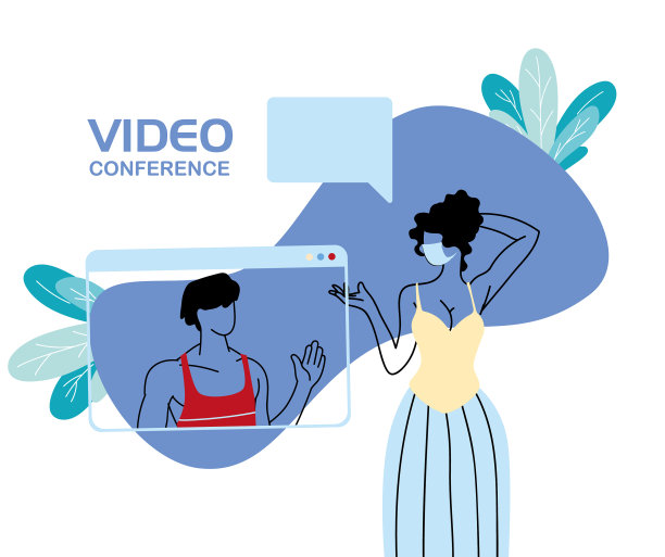 年轻夫妇在视频会议上图片下载