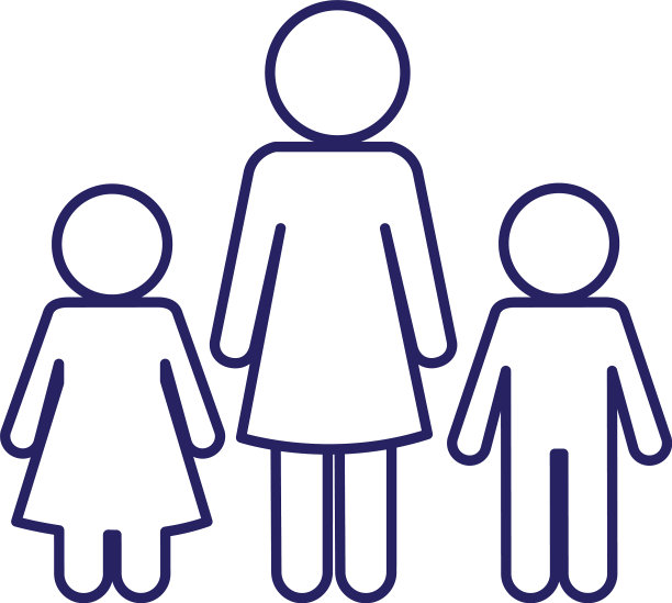 母亲与儿子和女儿头像线条风格图片下载