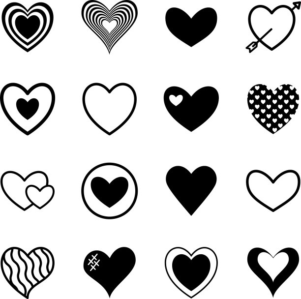 心形剪影风格图标设计图片下载