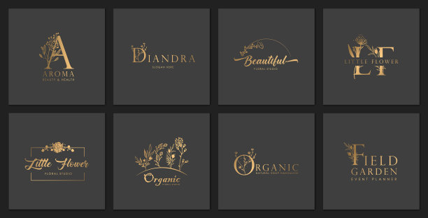 设置豪华花卉标志婚礼品牌图片下载