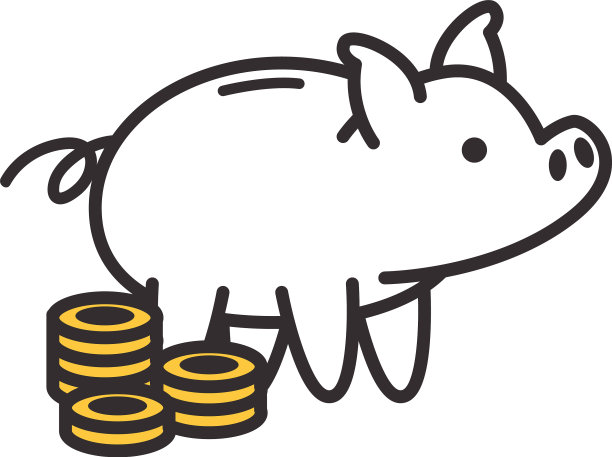 硬币和小猪线和填充样式图标图片下载