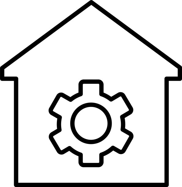 房屋采用齿轮图标线条风格图片下载