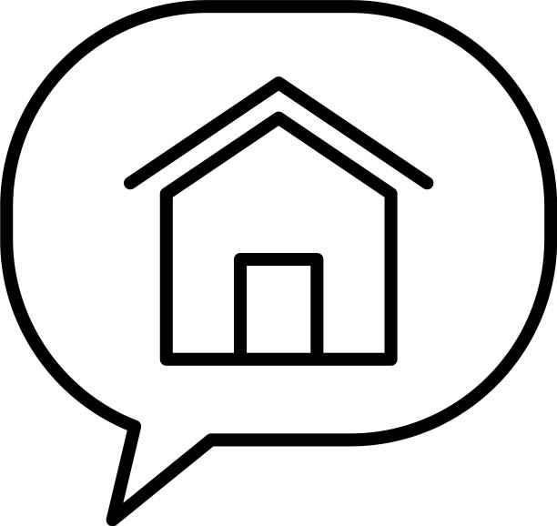 语音气泡与房子图标线条风格图片下载
