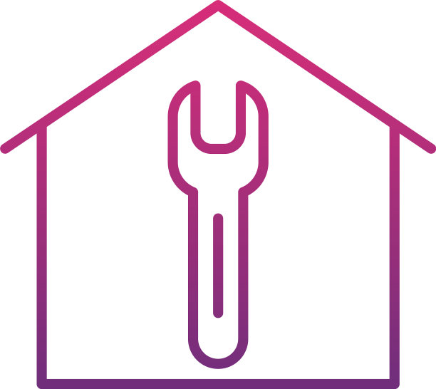 具有扳手工具图标渐变样式的房屋图片下载
