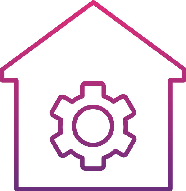 房屋与齿轮图标渐变风格图片下载
