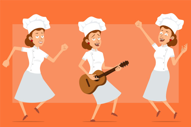 卡通平面厨师厨师女人的角色设定图片下载