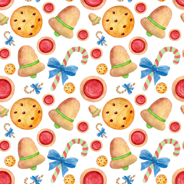 圣诞节无缝模式与糖果孤立在白色背景。图片下载