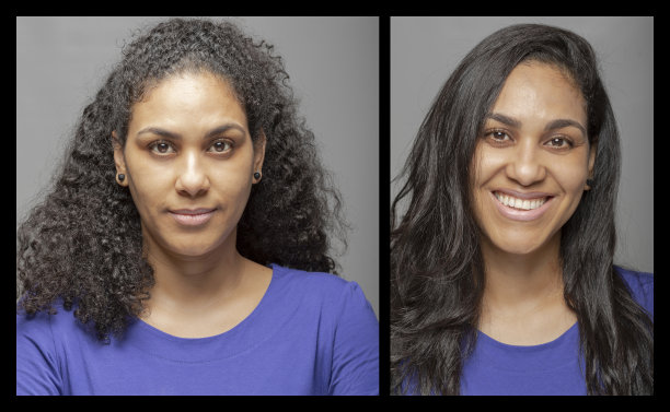 非裔美国女性改变发型前后图片下载