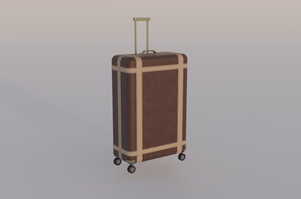 3d渲染-插图，复古棕色皮革旅行袋。空间fortravel贴纸图片下载