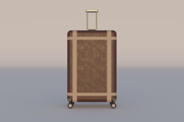 复古棕色皮革旅行袋。3d渲染-插图，空间旅行贴纸图片下载