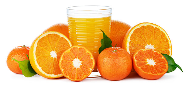 新鲜橙汁在玻璃隔离白色图片下载
