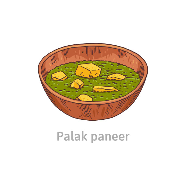 帕拉克奶豆腐，传统印度菜肴的民族菜肴，矢量插图图片下载