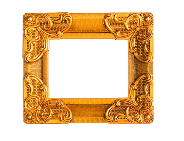 白色背景上的金色画框图片下载