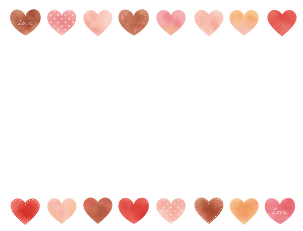 水彩插图分散的心在顶部和底部图片下载