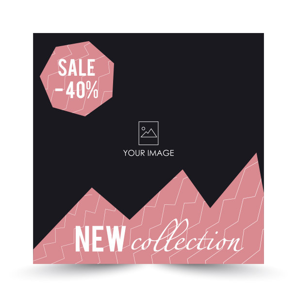 模板的一个方形广告横幅与一个地方下的照片，放置在社交网络和网站上。适合各种活动和销售图片下载