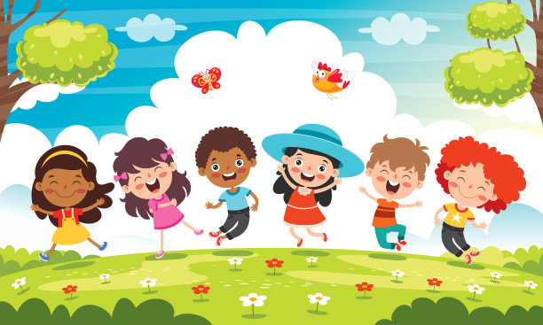 快乐的多民族孩子一起玩图片下载