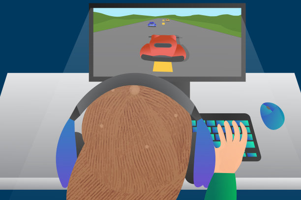 青少年玩游戏矢量插图图片下载