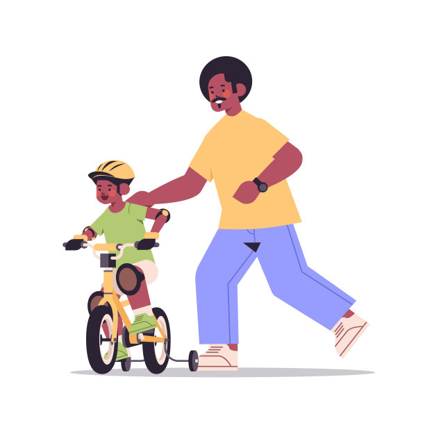 非裔美国父亲教小儿子骑自行车为人父亲的概念图片下载