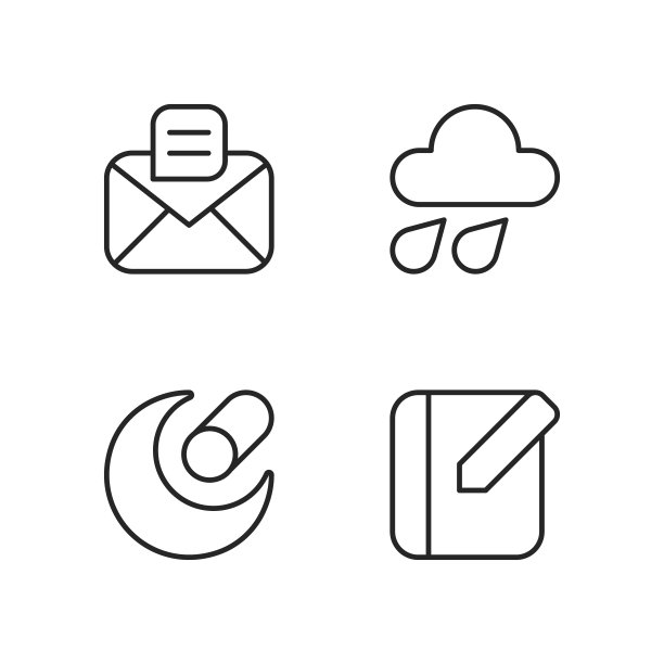 移动界面像素完美的线性图标集图片下载