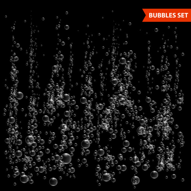 气泡下的水插图在黑色的背景图片下载
