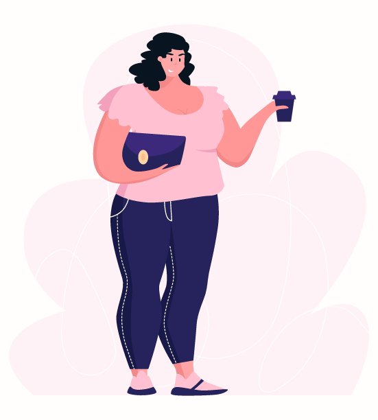 身体积极的。丰满的女人，超模女孩。可爱的胖女性角色矢量插图图片下载