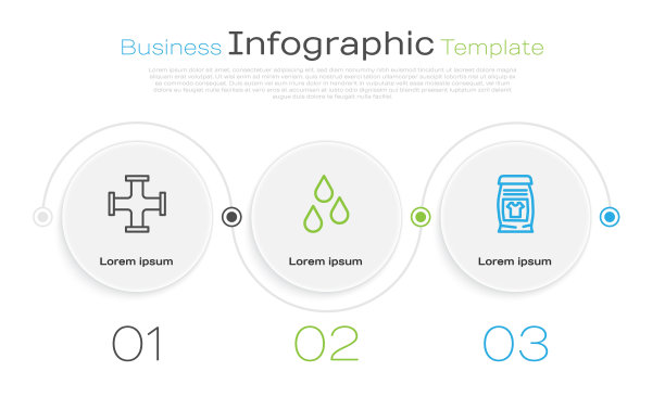 工业金属管、水滴、洗衣粉。业务信息模板。向量图片下载