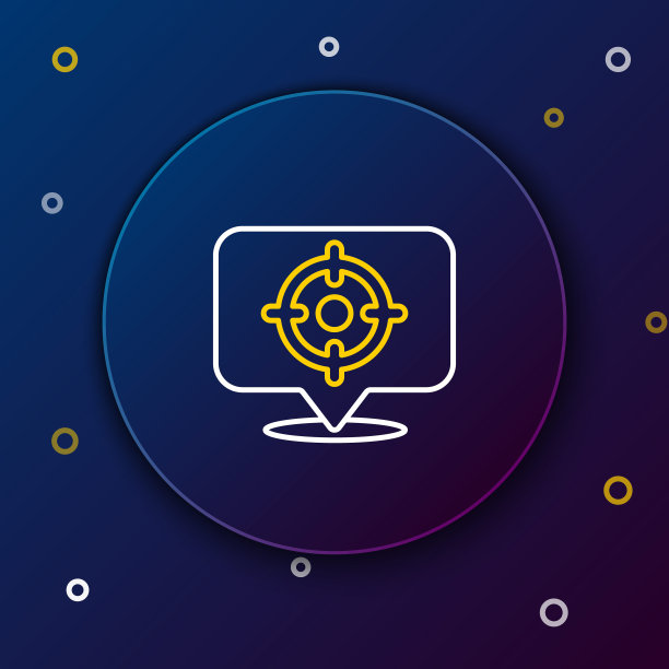 线目标运动图标孤立在蓝色背景。射击靶场或射击的清晰目标。色彩斑斓的轮廓的概念。向量图片下载