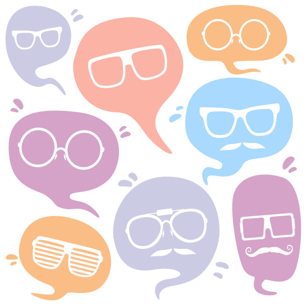 五颜六色的泡泡，太阳镜和小胡子。图片下载