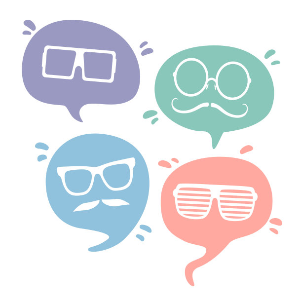 戴着墨镜和小胡子的演讲泡泡。图片下载