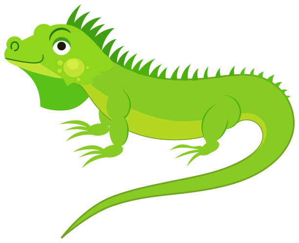 可爱的绿色鬣蜥孤立在白色的背景。平坦的插图。图片下载