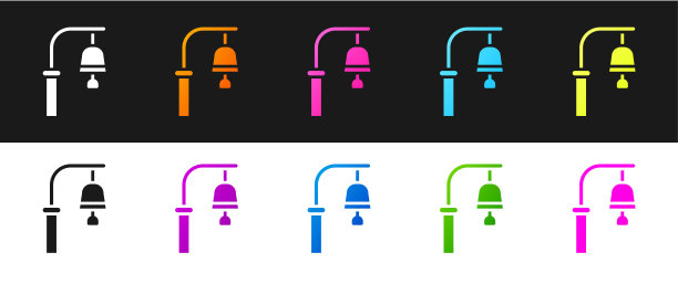 设置火车站钟图标孤立的黑色和白色背景。向量图片下载