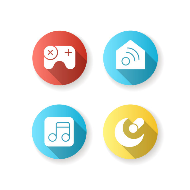 移动界面平面设计长阴影字形图标集图片下载