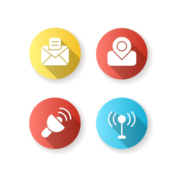 移动界面平面设计长阴影字形图标集图片下载