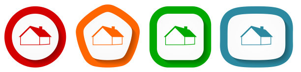 房屋和房地产概念矢量图标集，白色背景上的扁平设计按钮图片下载