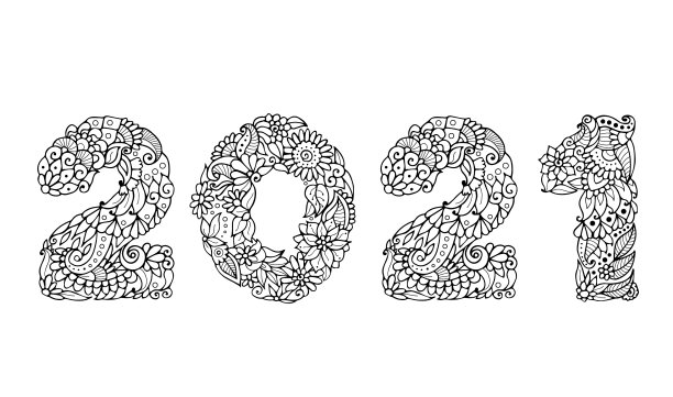 2021年，你的贺卡或圣诞主题邀请函上有花卉涂鸦图案。图片下载