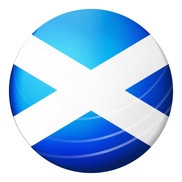 带有苏格兰旗的玻璃轻球。圆球，模板图标。苏格兰国家象征。光滑的现实球，3D抽象矢量插图突出在白色的背景。大的泡沫。图片下载