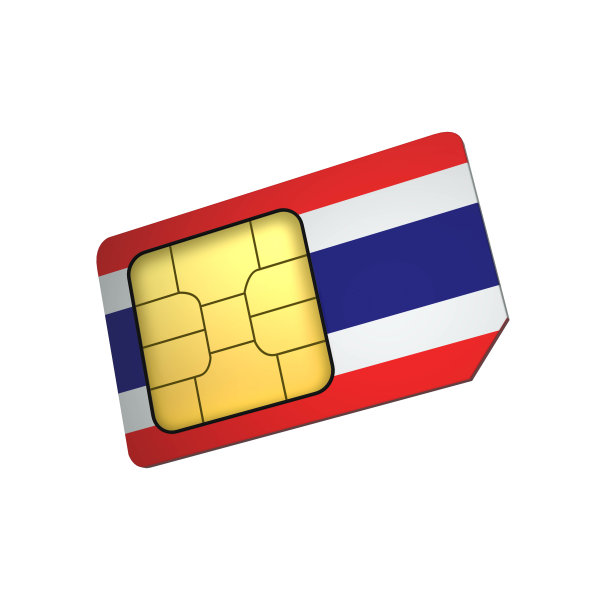 带有泰国国旗的SIM卡泰国移动运营商的概念图片下载