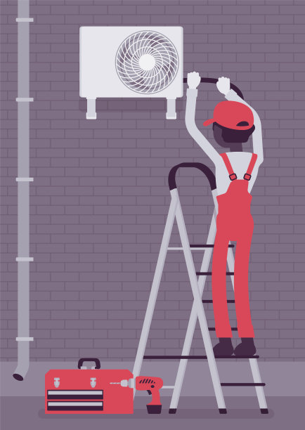 空调室外机安装，空调外接维修服务图片下载