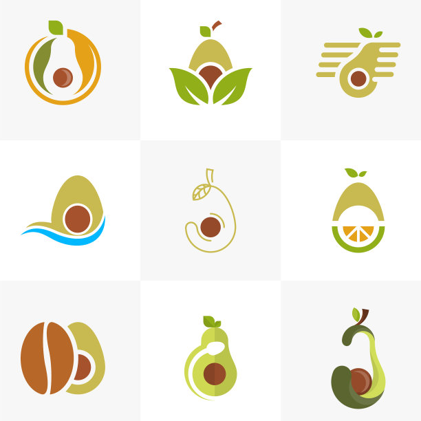 设置牛油果水果标志模板牛油果的一半图片下载
