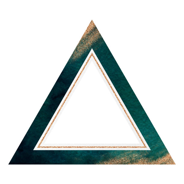 水彩三角形框架孤立的白色背景。金色飞溅，纹理和元素。手绘水彩大理石，孔雀石纹理。创意设计图片下载