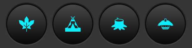 设置加拿大枫叶，印第安帐篷或棚屋，树桩和圣诞毛衣图标。向量图片下载