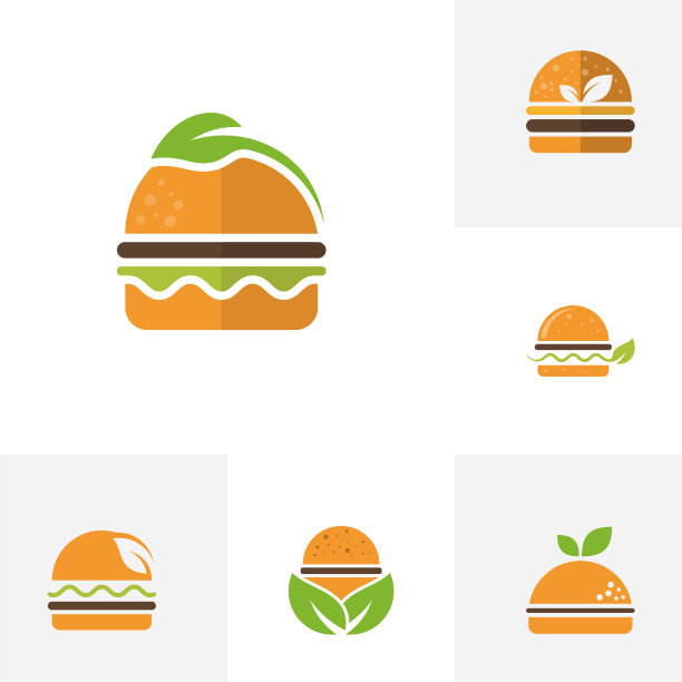 设置汉堡标志设计概念汉堡面包店图片下载