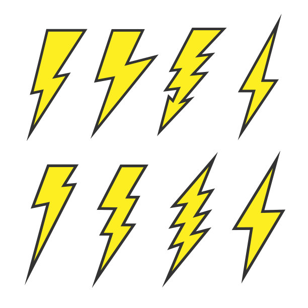 雷电和闪电闪电图标设置图片下载